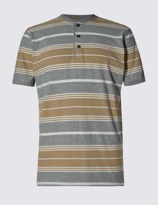 Pure Cotton Tailored Fit Stripped T-Shirt